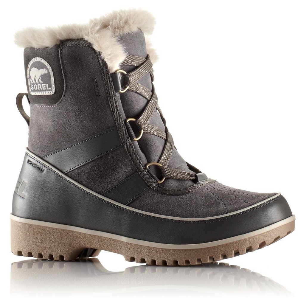 SOREL Tivoli II Suede Lace Up Fur Lined Winter Boots Grey Size 8 Cozy Waterproof